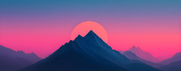 Stunning Abstract Mountain Landscape at Sunset with Vibrant Colors