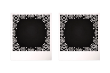 Decorative instant film frames with mandala patterns isolated on transparent background
