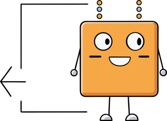 a cheerful orange robot with a smiling face and two large eyes illustration