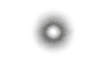 Concentric Halftone Dots Spiral Abstract On Black Background