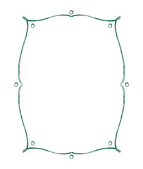 Hand drawn simple watercolor green frame. Minimalist illustration isolated on white background.
