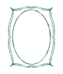 Ornate watercolor frame with an oval center and swirls. Hand painted illustration for invitation,wedding stationery and festive cards.