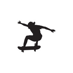 Dynamic Skateboarder Performing Trick Jump Silhouette Vector