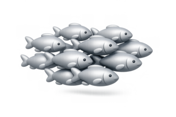 Coordinated fish formation in minimalist style for marine wildlife art and design