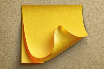 Blank yellow sticky note with a curled corner placed on a light background ready for writing reminders or messages at any time