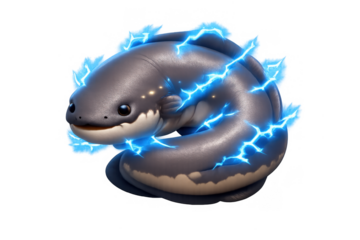 Electric eel icon design with blue energy sparks for digital art and illustration