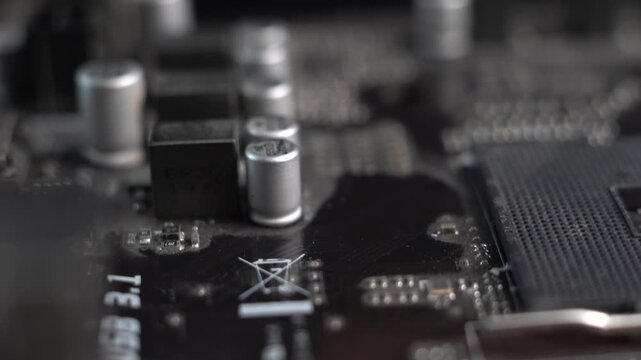 Computer Motherboard Components and Circuits, Macro Close Up
