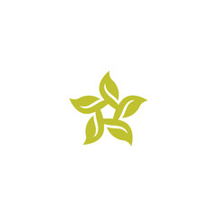 Eco-friendly green leaf star logo design template