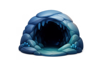 Mysterious underwater cave illustration for adventure and exploration themes