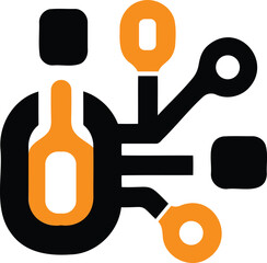 Innovative Scientific Network Icon Representing Research and Technological Data Flow