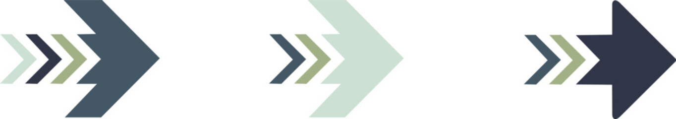 Vector Arrows Pointing Forward Showing Progress and Direction