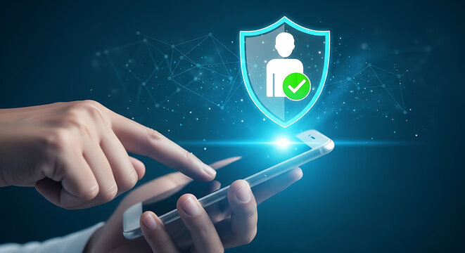 Secure personal user data and privacy protection through mobile device technology concept