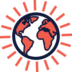 Globe with radiating lines symbolizing global connection or energy