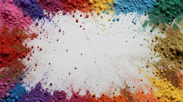 Rang Panchami minimalist background with clean copy space and symbolic elements framing edges