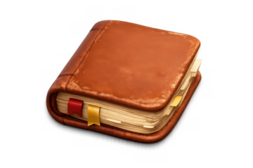 Vintage leather prayer book icon with bookmarks for religious design and decor