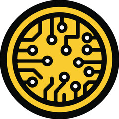 Creative Vector Illustration of a Digital Circuit Board Microchip Symbol Icon