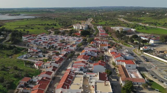 Castro Marim Algarve Portugal aerial drone shot of historic town view