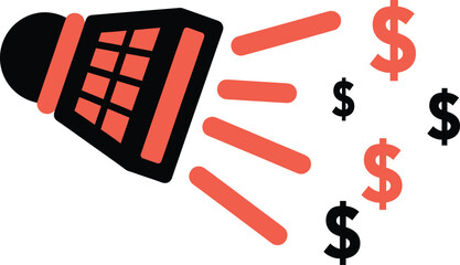 Dynamic Shuttlecock Vector Icon Earning Money Stream Concept