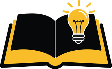 Open Book With Glowing Lightbulb - Symbol of Knowledge and Ideas