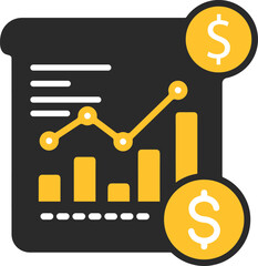 Financial growth chart with dollar coins