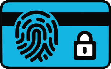 Secure Credit Card with Fingerprint Scan and Lock Icon