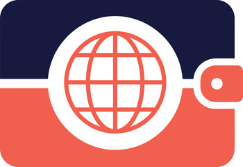Modern Global Wallet Icon for Secure International Payments and Worldwide Financial Management