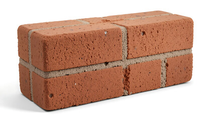Solid clay bricks used for construction,Old red brick isolated on white background. Object isolated