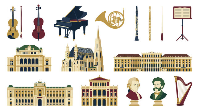 Classical Music Instruments and Famous Composers.