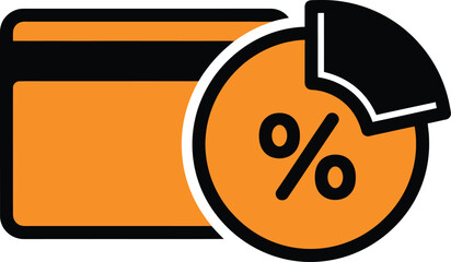 Credit card with a pie chart showing a percentage, symbolizing financial growth and savings.