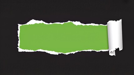 Torn paper with green background and blank space for text