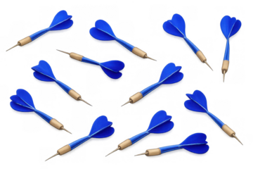 Blue darts scattering, representing accuracy, competition, and aiming for success in games and leisure sports