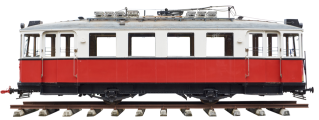 Old retro tram isolated on transparent