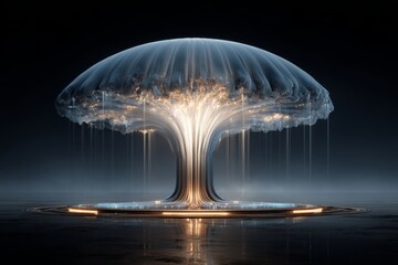 Explosive fire cloud with glowing energy veins