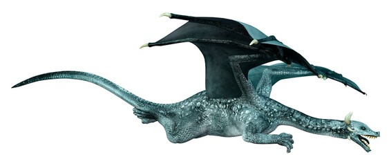 3D Rendering Fairy Tale Dragon on White