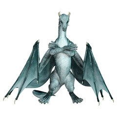 3D Rendering Fairy Tale Dragon on White