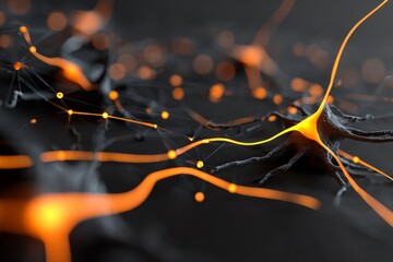 Futuristic energy lines with glowing orange nodes