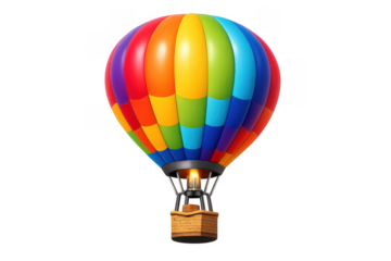 Vibrant colorful hot air balloon illustration for posters and graphics design