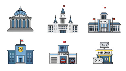 Fototapeta premium Collection of various building types.