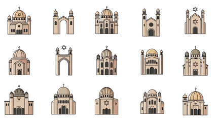 Collection of various church building facades. © triyanto