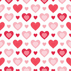 Seamless repeating heart pattern in flat vector style, perfect for Valentine&rsquo;s Day designs, packaging, textile, wrapping paper, backgrounds, and romantic themed projects. Clean solid colors with simpl