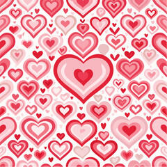 Seamless repeating heart pattern in flat vector style, perfect for Valentine&rsquo;s Day designs, packaging, textile, wrapping paper, backgrounds, and romantic themed projects. Clean solid colors with simpl