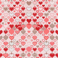 Seamless repeating heart pattern in flat vector style, perfect for Valentine&rsquo;s Day designs, packaging, textile, wrapping paper, backgrounds, and romantic themed projects. Clean solid colors with simpl