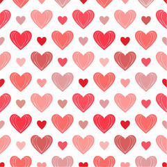 Seamless repeating heart pattern in flat vector style, perfect for Valentine&rsquo;s Day designs, packaging, textile, wrapping paper, backgrounds, and romantic themed projects. Clean solid colors with simpl