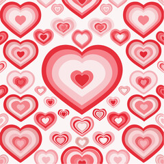 Seamless repeating heart pattern in flat vector style, perfect for Valentine&rsquo;s Day designs, packaging, textile, wrapping paper, backgrounds, and romantic themed projects. Clean solid colors with simpl