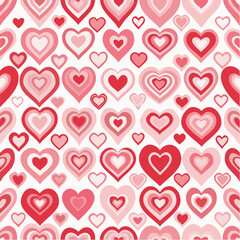 Seamless repeating heart pattern in flat vector style, perfect for Valentine&rsquo;s Day designs, packaging, textile, wrapping paper, backgrounds, and romantic themed projects. Clean solid colors with simpl