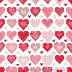 Seamless repeating heart pattern in flat vector style, perfect for Valentine&rsquo;s Day designs, packaging, textile, wrapping paper, backgrounds, and romantic themed projects. Clean solid colors with simpl
