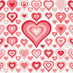 Seamless repeating heart pattern in flat vector style, perfect for Valentine&rsquo;s Day designs, packaging, textile, wrapping paper, backgrounds, and romantic themed projects. Clean solid colors with simpl