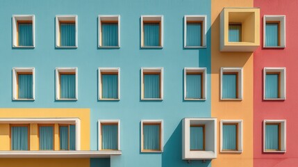 Obraz premium Colorful modern building facade with repeating windows