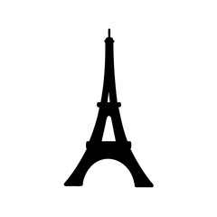Black silhouette of the Eiffel Tower, iconic landmark of Paris, France