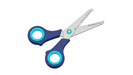 Craft Scissors with Serrated Blades and Blue Handles